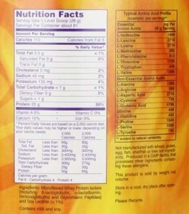 Now Foods Whey Protein Isolate 5 lbs container label