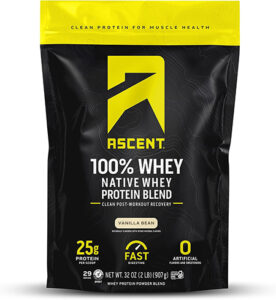 Ascent-100-Whey-Protein-Powder-Post-Workout-Whey-Protein-Isolate-Zero-Artificial-Flavors-Sweeteners-Soy-Gluten-Free-5-5g-BCAA - Best Protein Powder #5